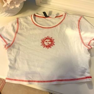 H&M white cropped shirt